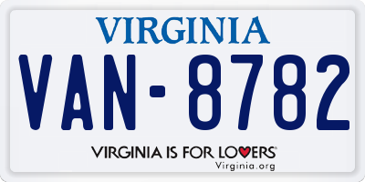 VA license plate VAN8782