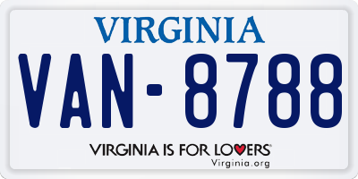 VA license plate VAN8788