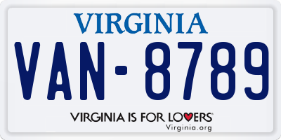 VA license plate VAN8789