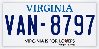 VA license plate VAN8797