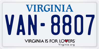 VA license plate VAN8807