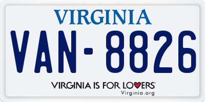 VA license plate VAN8826