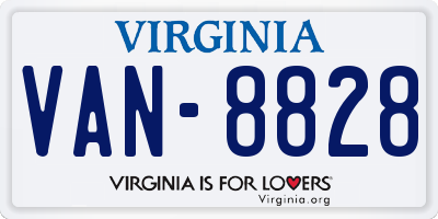 VA license plate VAN8828