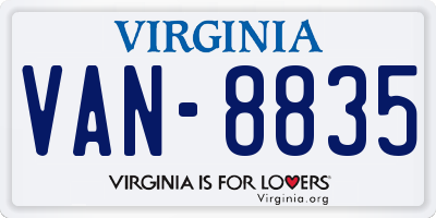 VA license plate VAN8835