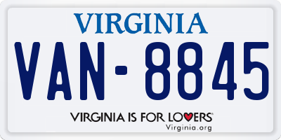 VA license plate VAN8845