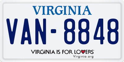 VA license plate VAN8848