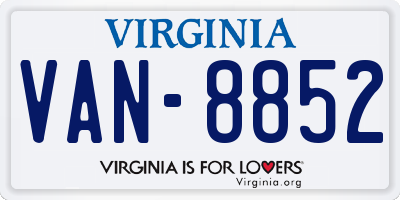 VA license plate VAN8852