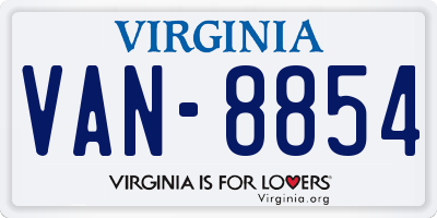 VA license plate VAN8854