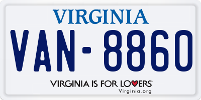 VA license plate VAN8860