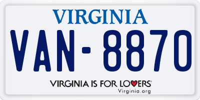 VA license plate VAN8870