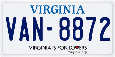 VA license plate VAN8872