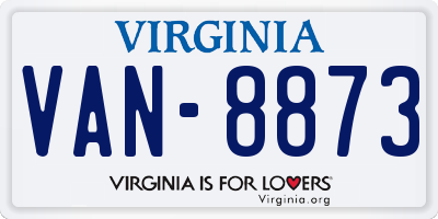 VA license plate VAN8873