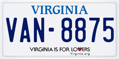 VA license plate VAN8875