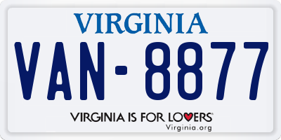 VA license plate VAN8877