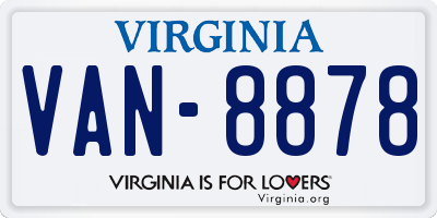 VA license plate VAN8878