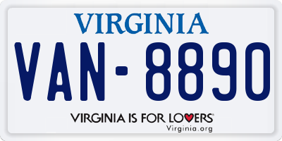 VA license plate VAN8890