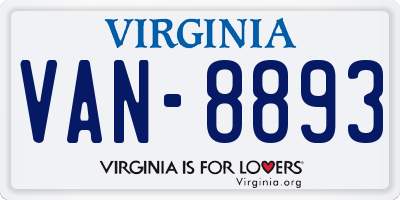 VA license plate VAN8893