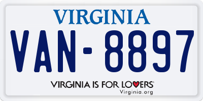 VA license plate VAN8897