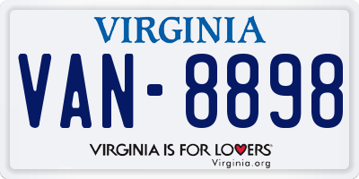 VA license plate VAN8898