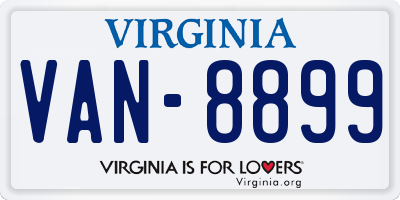 VA license plate VAN8899