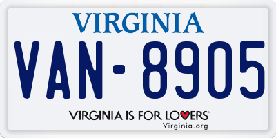 VA license plate VAN8905