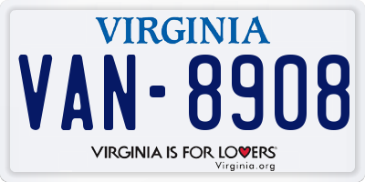 VA license plate VAN8908