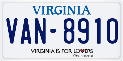 VA license plate VAN8910