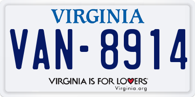 VA license plate VAN8914