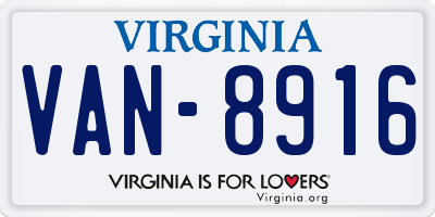 VA license plate VAN8916