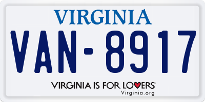 VA license plate VAN8917