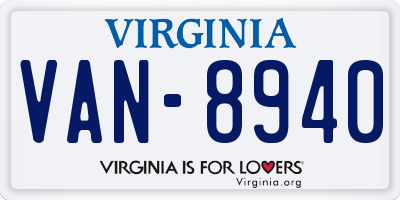 VA license plate VAN8940