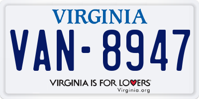 VA license plate VAN8947