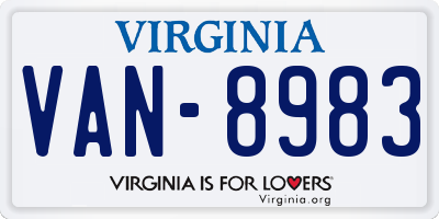 VA license plate VAN8983