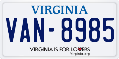 VA license plate VAN8985