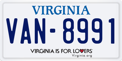 VA license plate VAN8991