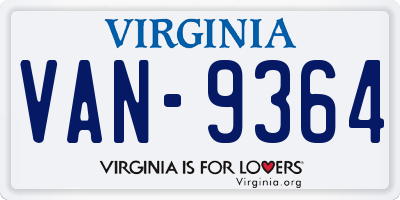 VA license plate VAN9364