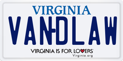 VA license plate VANDLAW