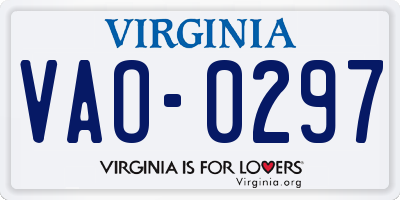 VA license plate VAO0297