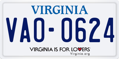 VA license plate VAO0624