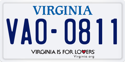 VA license plate VAO0811