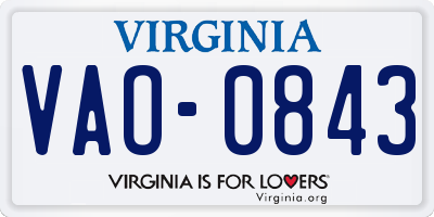 VA license plate VAO0843