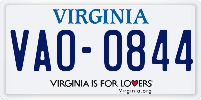 VA license plate VAO0844