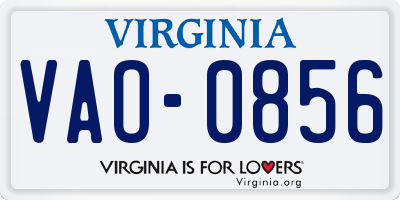 VA license plate VAO0856