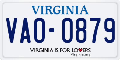 VA license plate VAO0879