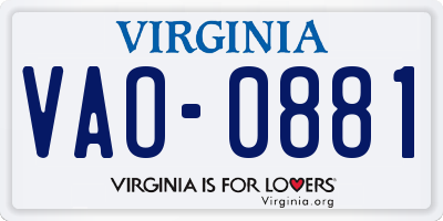 VA license plate VAO0881