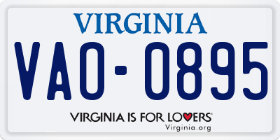 VA license plate VAO0895