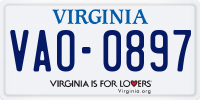 VA license plate VAO0897