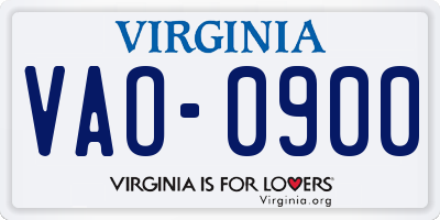 VA license plate VAO0900