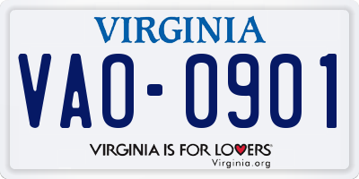 VA license plate VAO0901