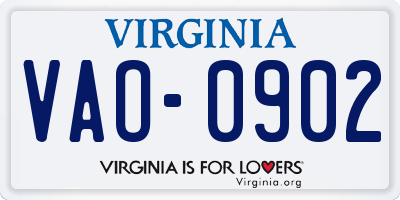 VA license plate VAO0902